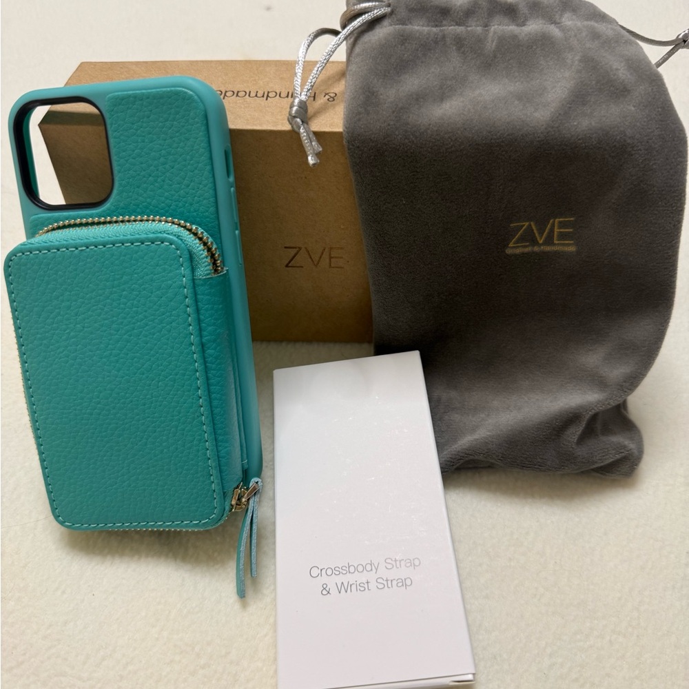 Teal Phone Case with Crossbody and Wrist Strap